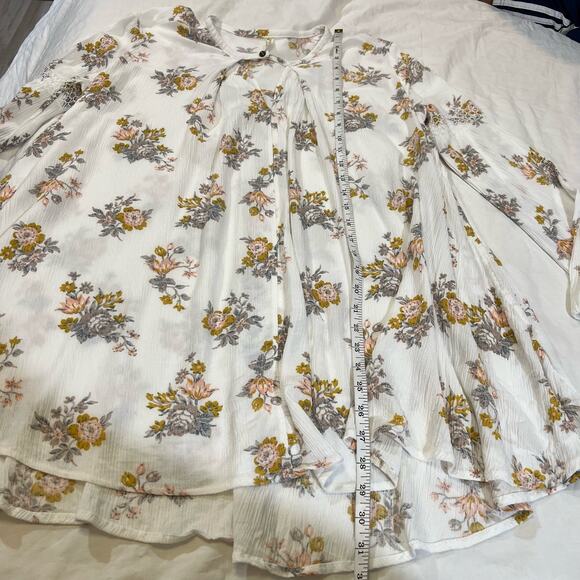 Free People White Gardenia Retro Print Tunic Mini Swing Dress size S - Picture 9 of 14